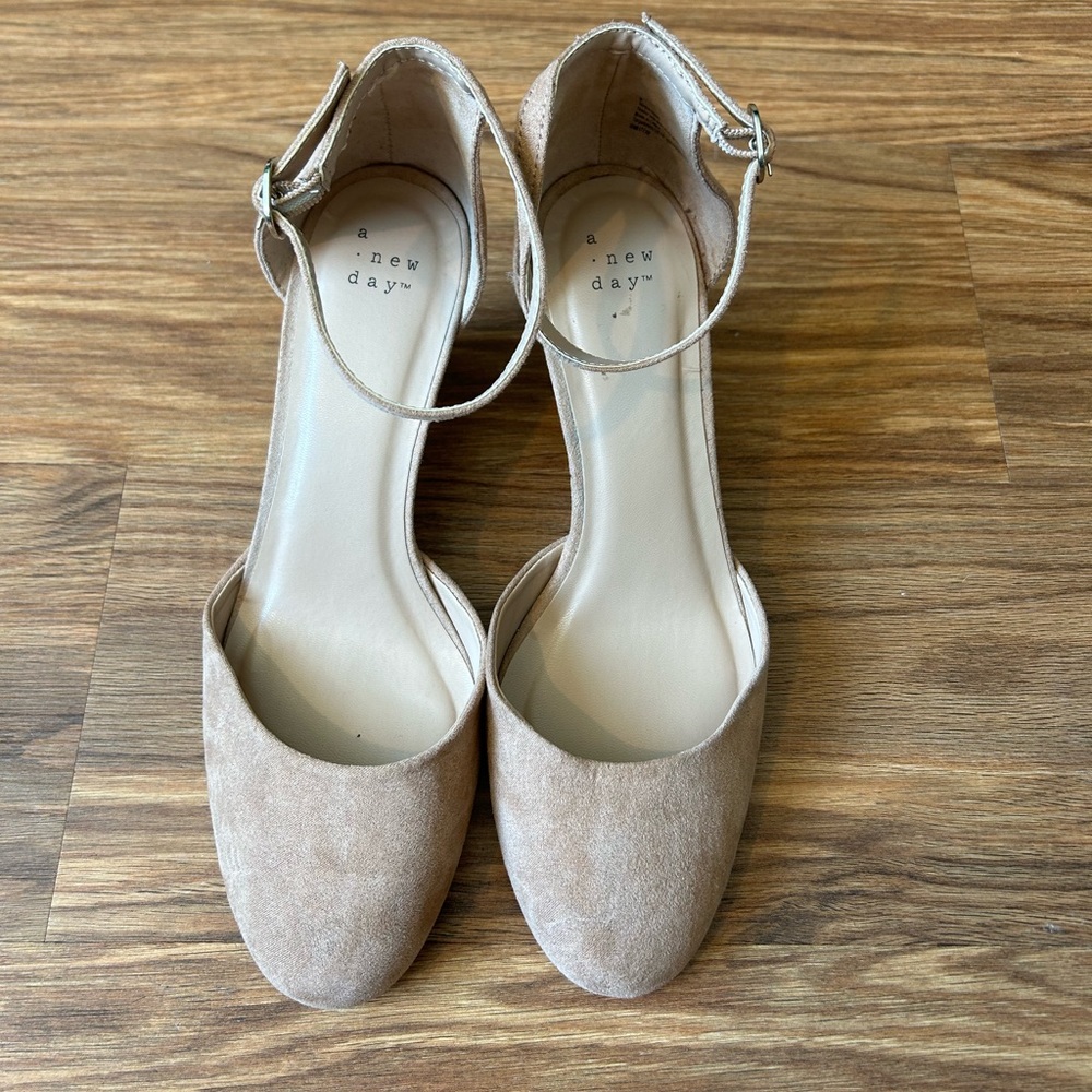 Nude Wedge Sling Backs